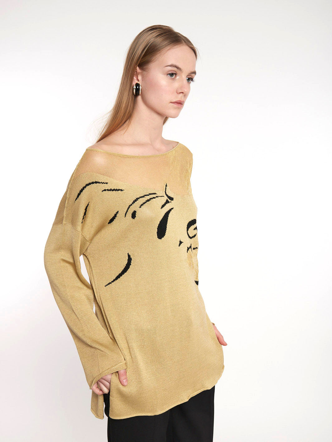 1980s Krizia long sleeve sweater in beige cotton