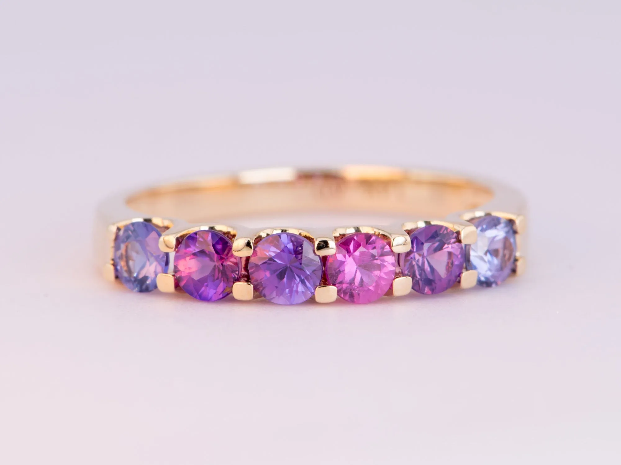 1ct Mixed Pink Purple Sapphire Stacking Band 14K Gold R5068