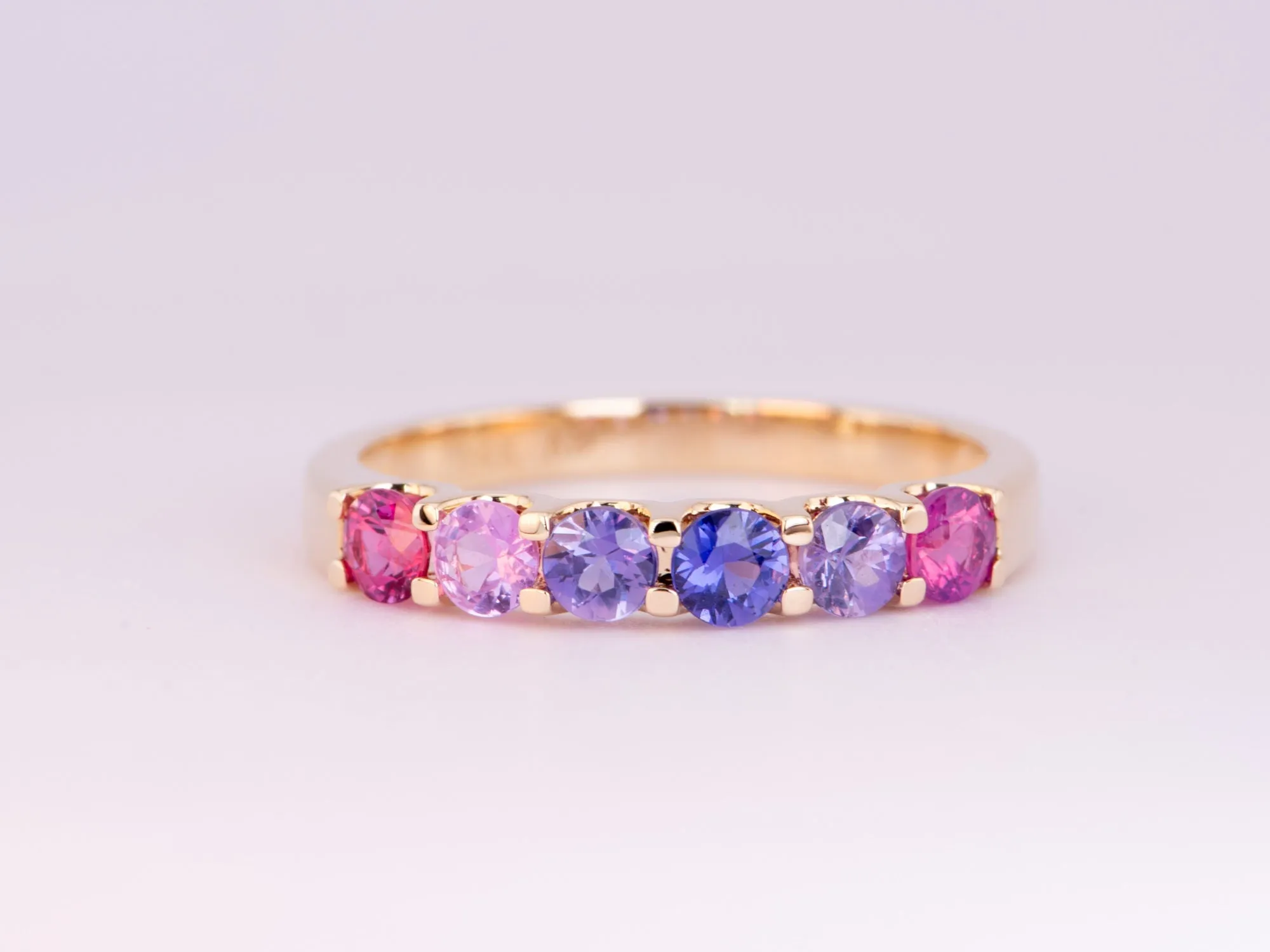 1ct Mixed Pink Purple Sapphire Stacking Band 14K Gold R5068