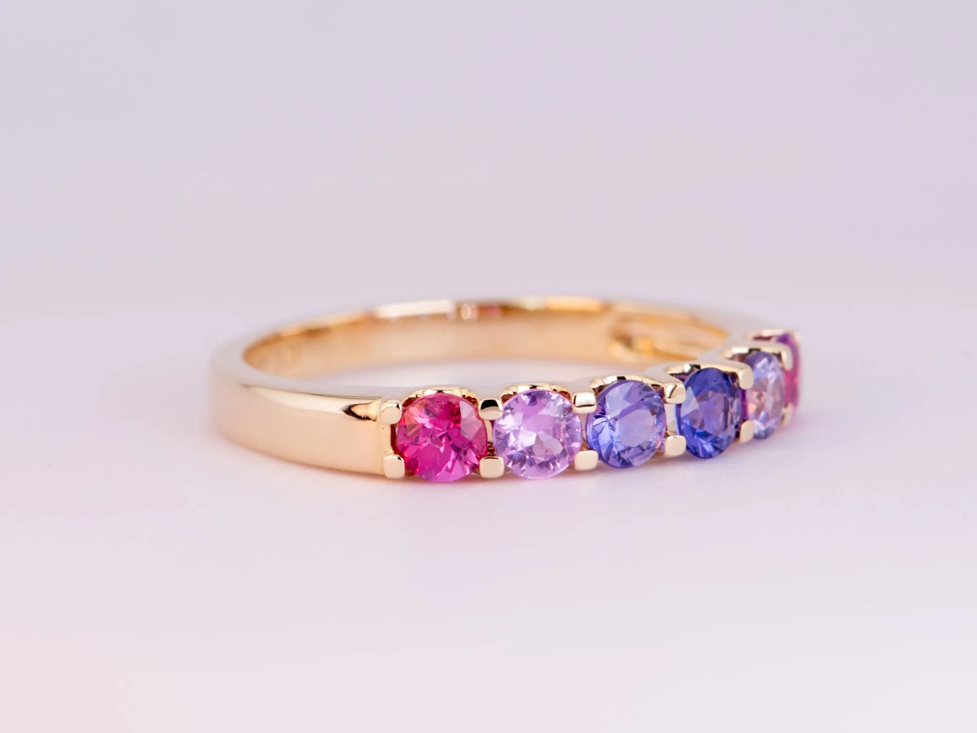 1ct Mixed Pink Purple Sapphire Stacking Band 14K Gold R5068