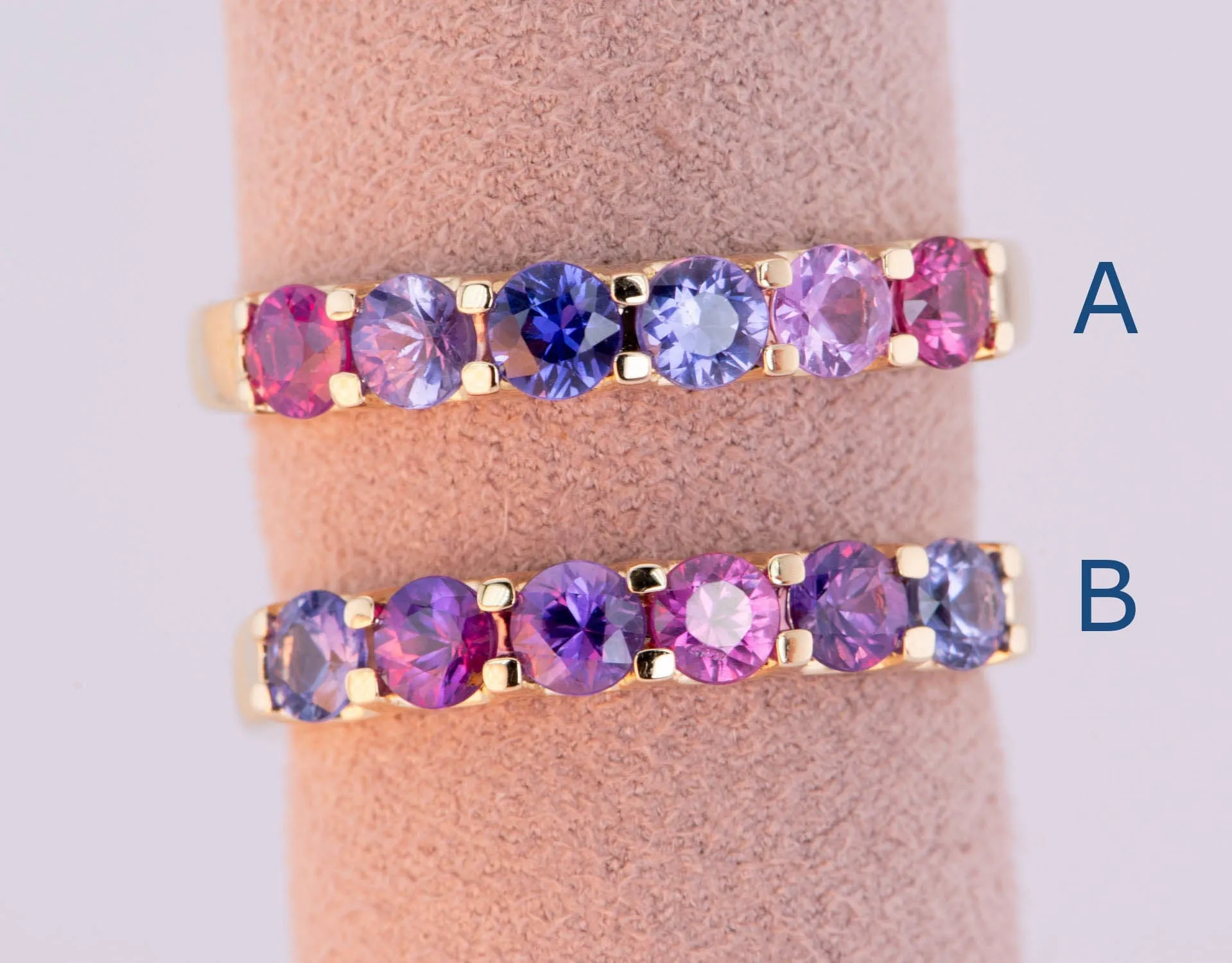 1ct Mixed Pink Purple Sapphire Stacking Band 14K Gold R5068