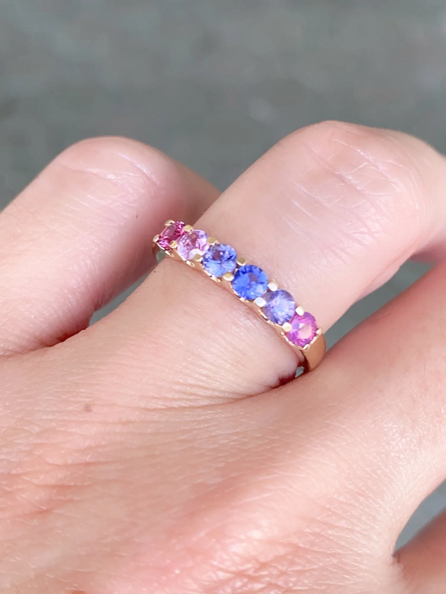 1ct Mixed Pink Purple Sapphire Stacking Band 14K Gold R5068