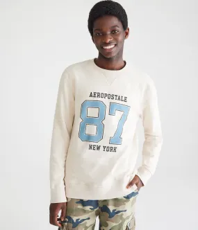 Aeropostale Mens' Aeropostale 87 New York Washed Crew Sweatshirt - Tan - Size S - Cotton - Teen Fashion & Clothing Oatmeal Heath