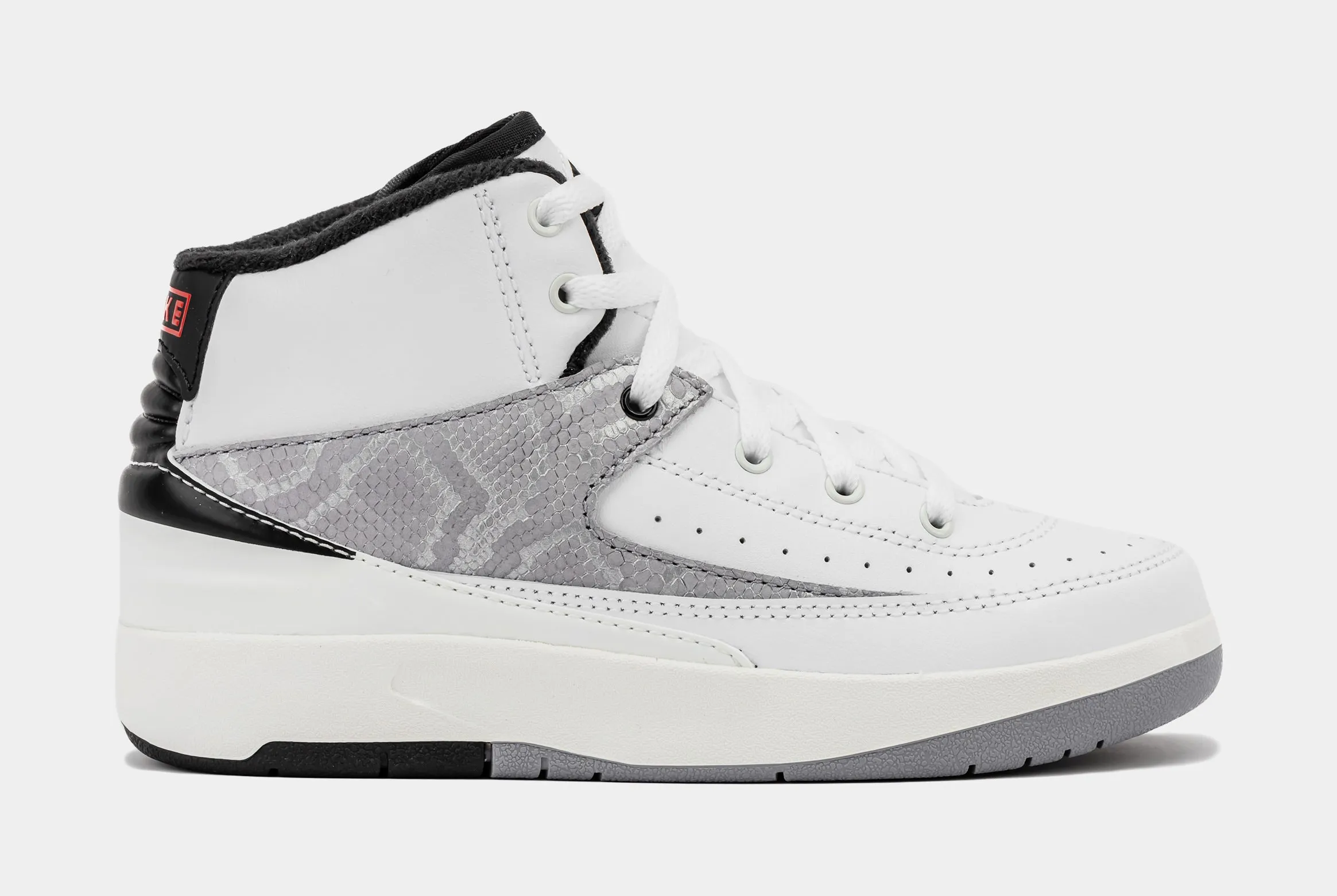 Air Jordan 2 Retro Python Preschool Lifestyle Shoes (White/Fire Red/Black/Sail/Cement Grey)