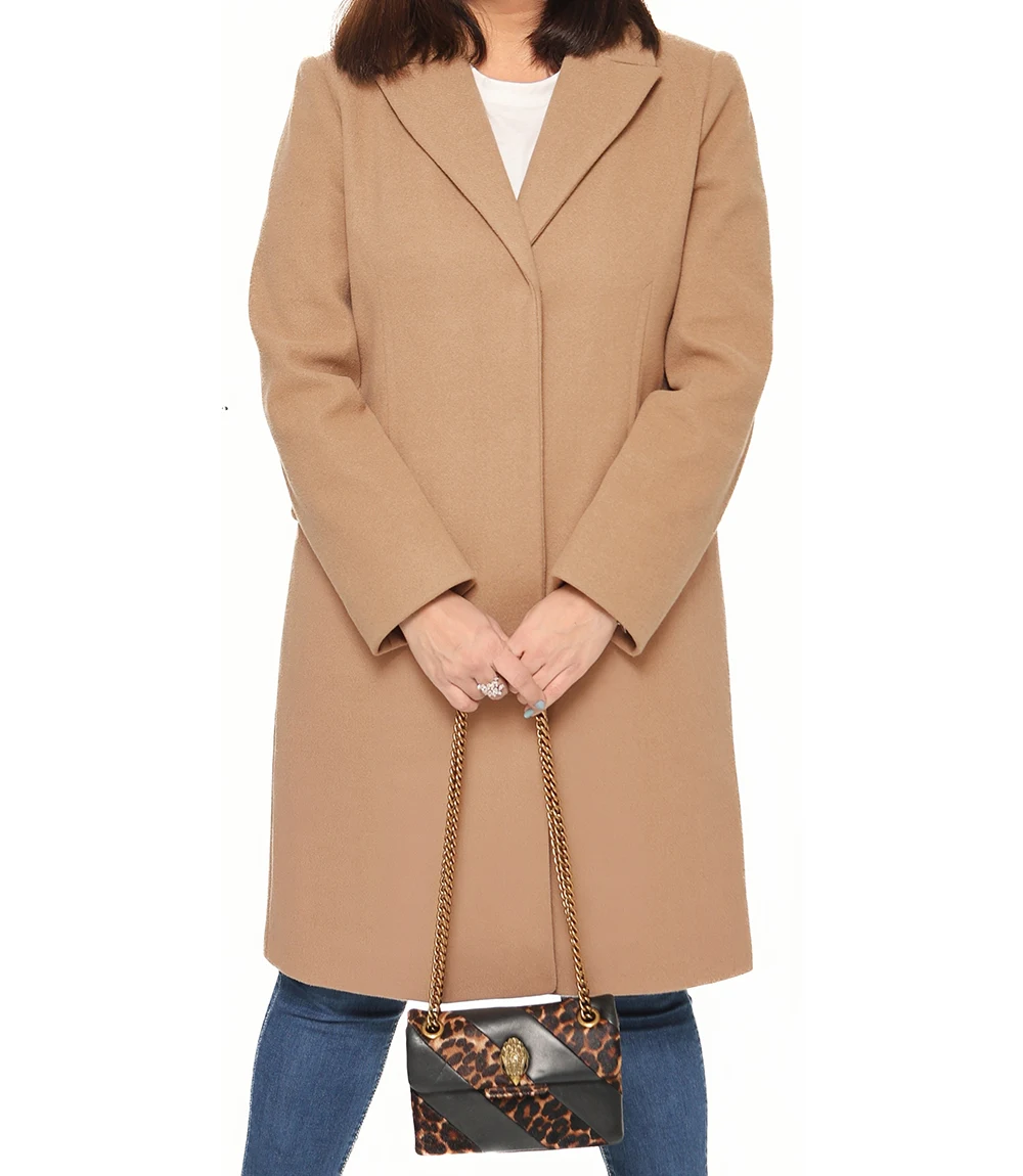 Aline Women's Regular Fit Beige Wool Coat