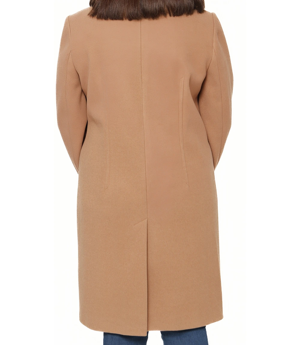 Aline Women's Regular Fit Beige Wool Coat