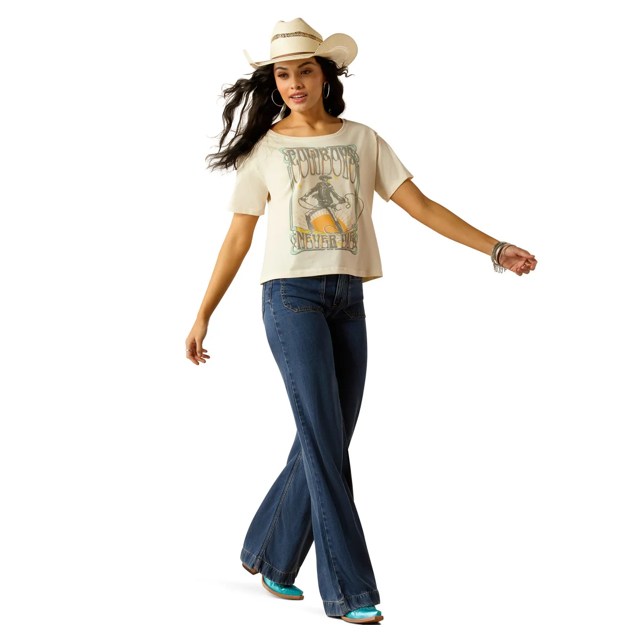 Ariat Women's Cowboys Never Die Short Sleeve Graphic T-Shirt - Natural