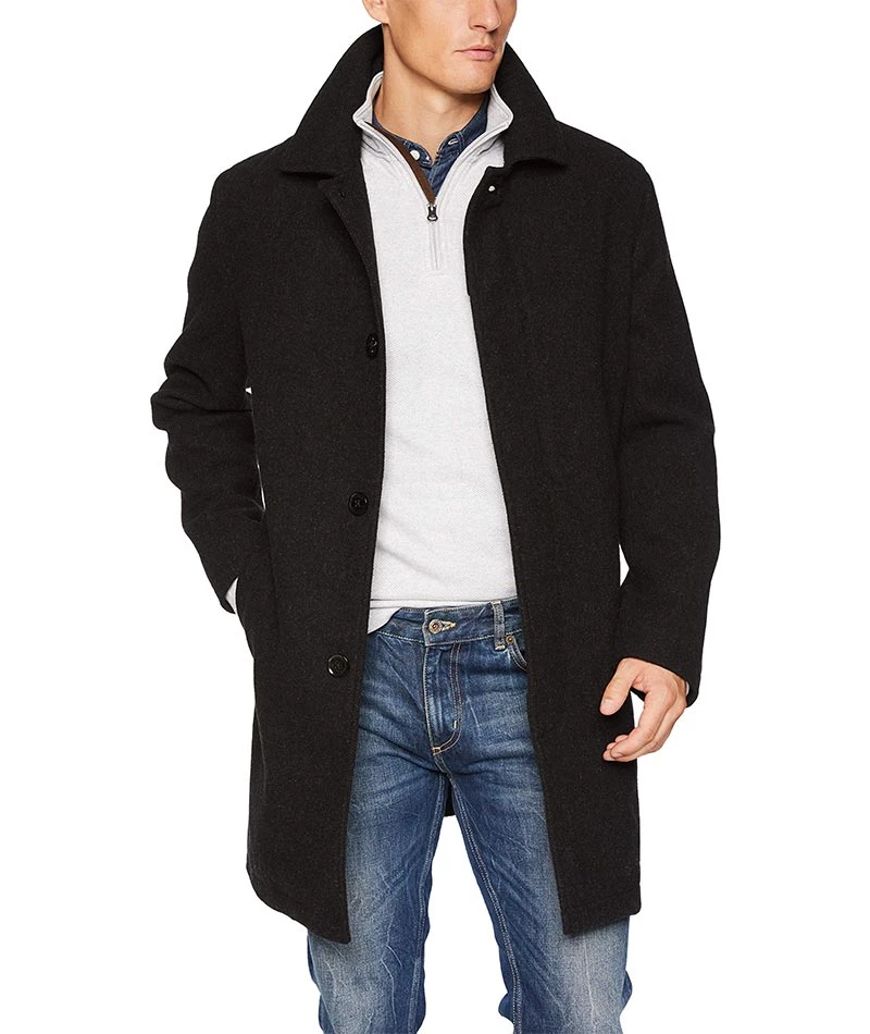 Armando Men's Black 3 4 Length Wool Coat