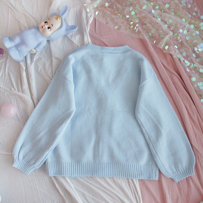 Baby Blue Bear Kawaii Girl Cardigan