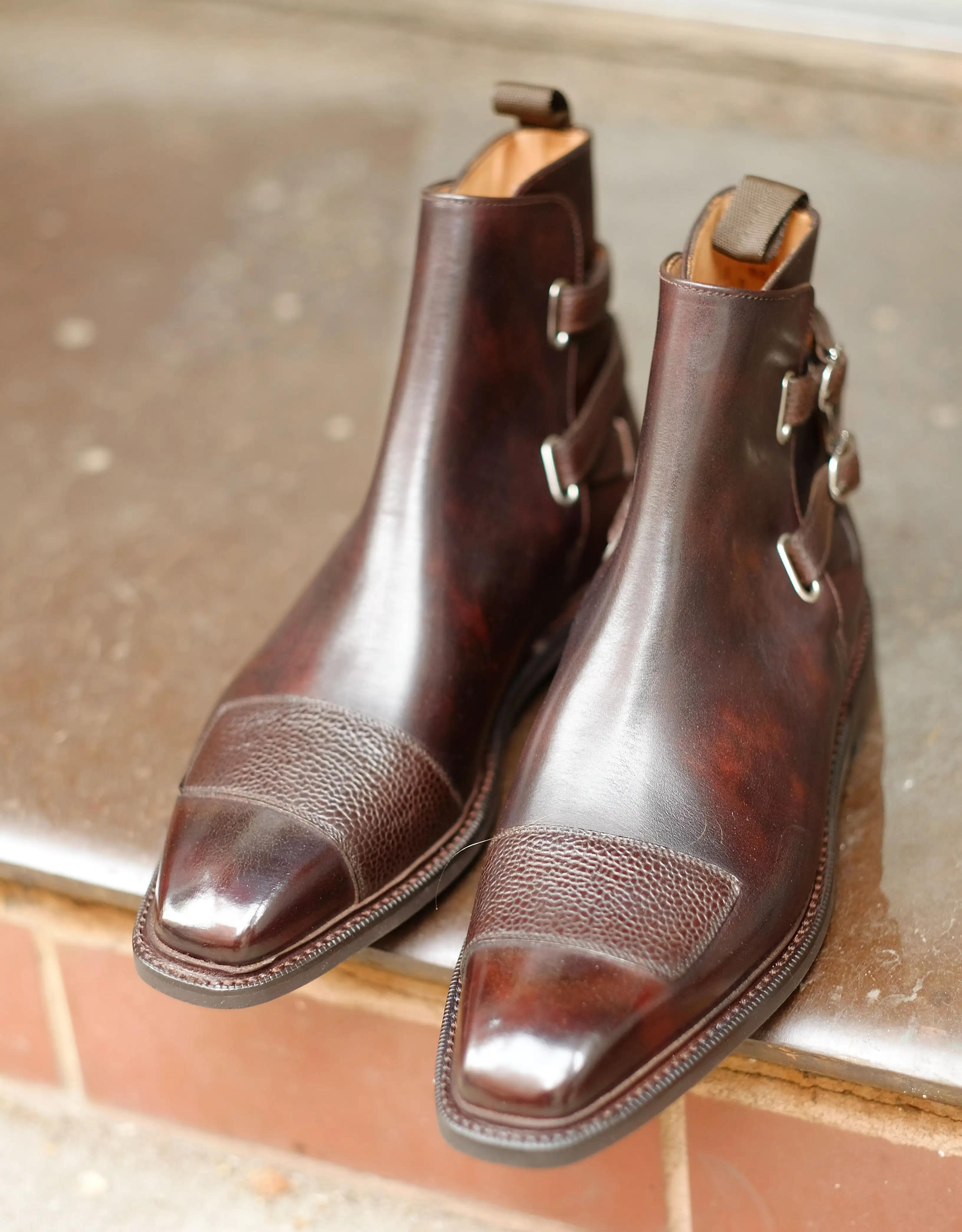 Barbosa - MTO - Dark Brown Museum Calf / Mid Brown Scotch Grain - MGF Last - Studded Rubber Sole - Storm Welt