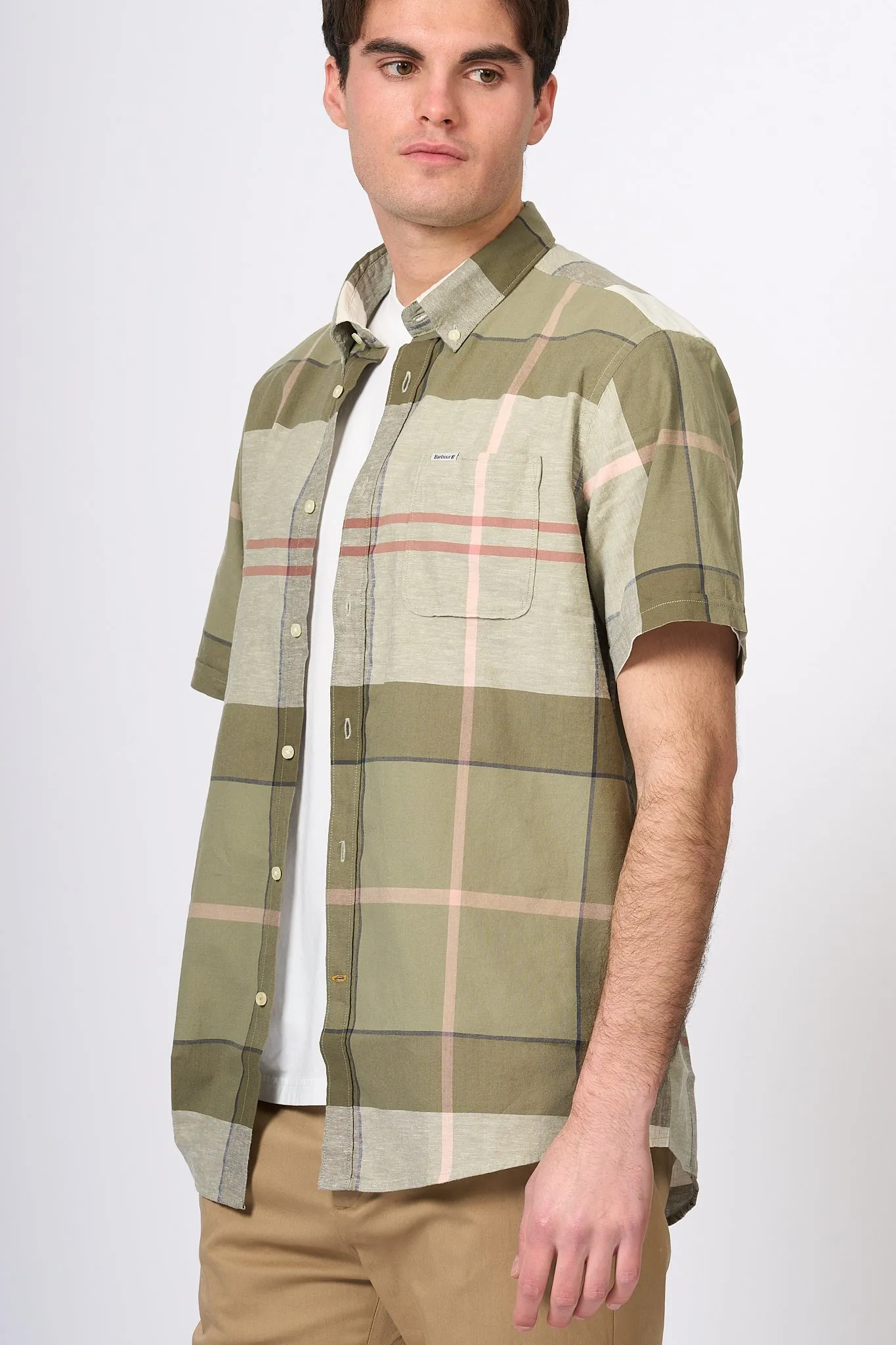 Barbour Camicia Douglas Maniche Corte Oliva Uomo