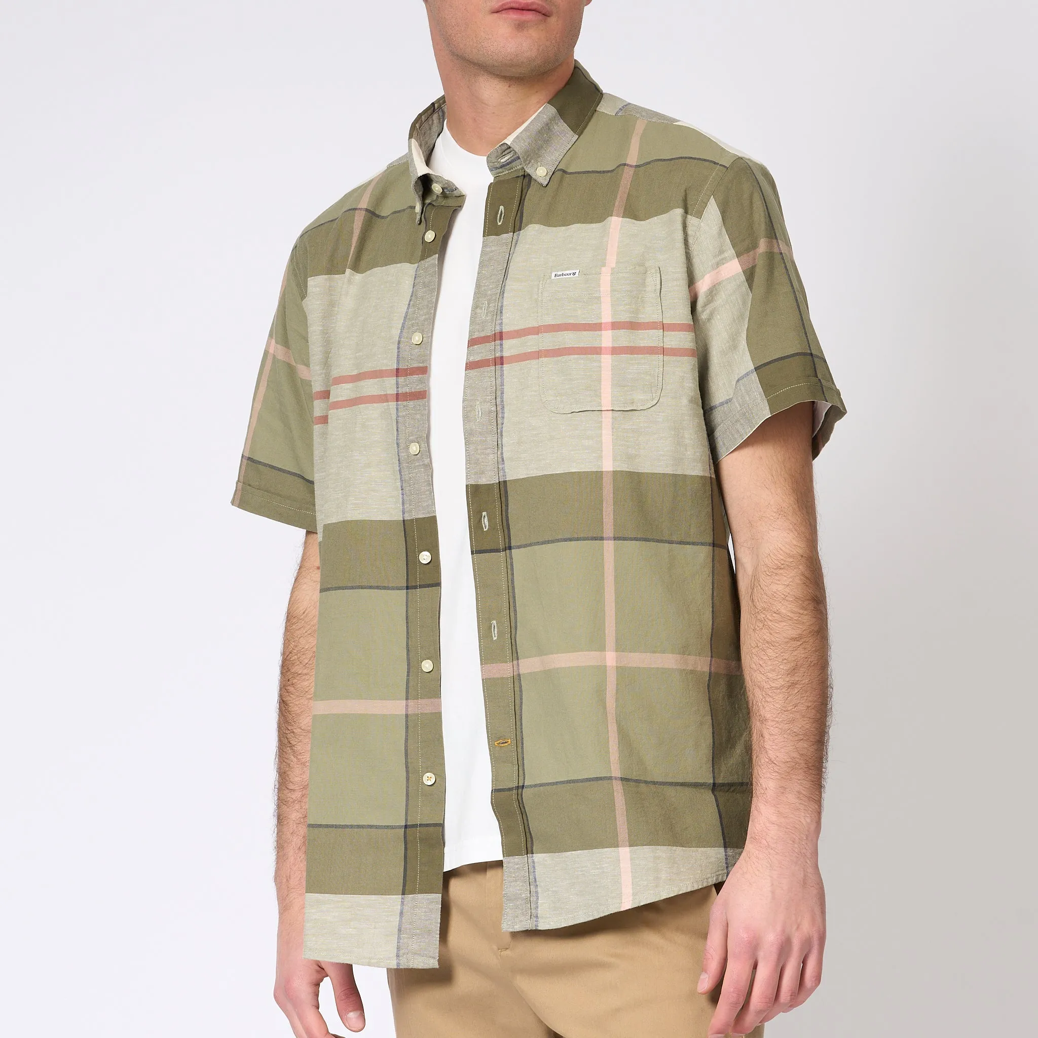 Barbour Camicia Douglas Maniche Corte Oliva Uomo