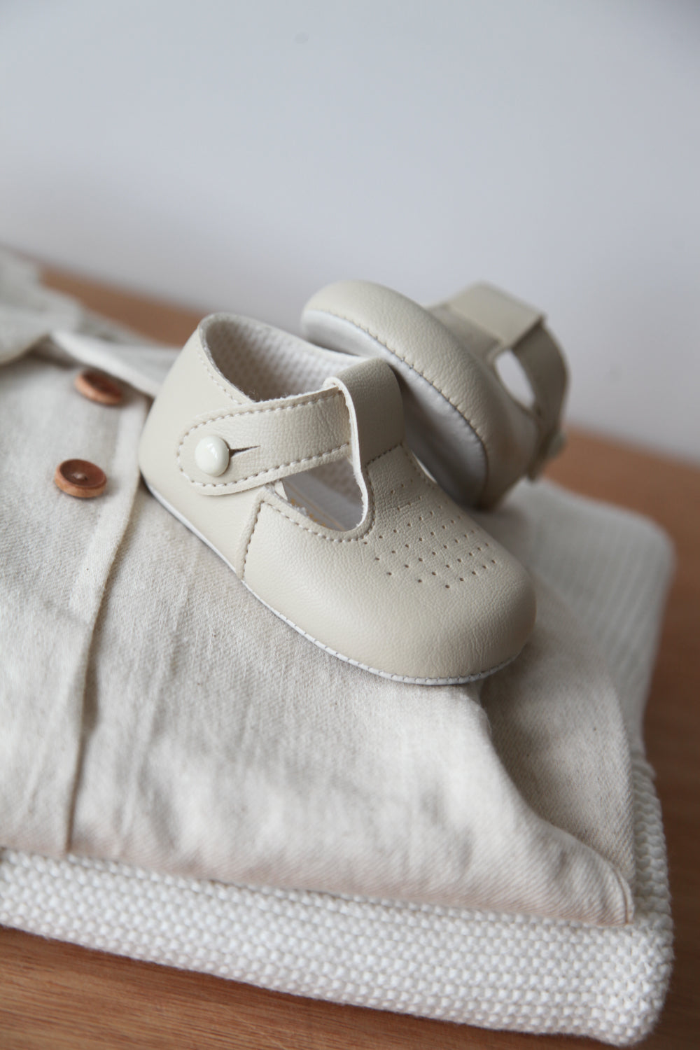 Beige Matte Pram Shoes