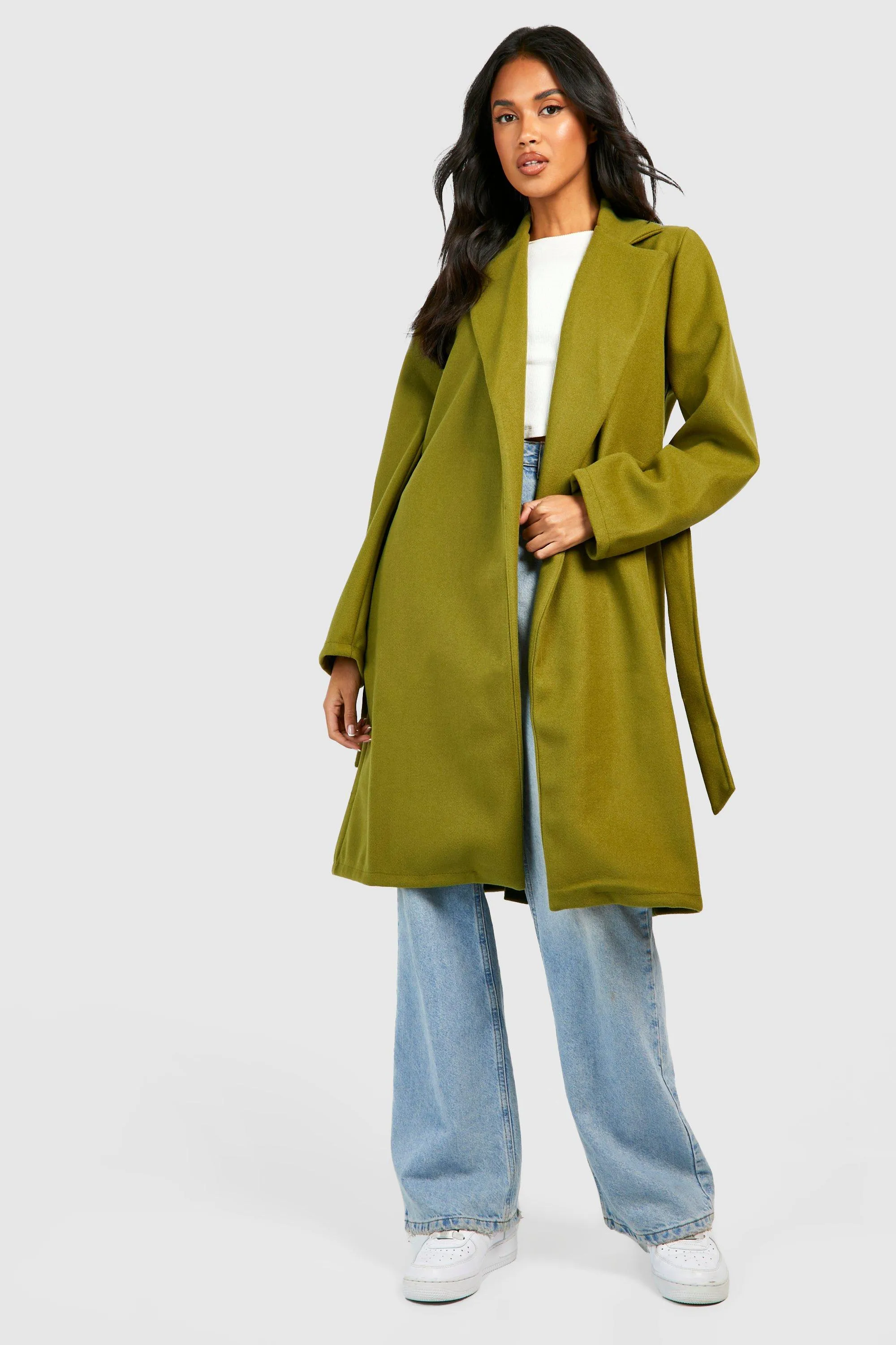 Belted Wool Look Coat