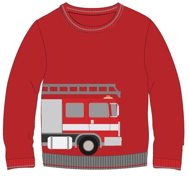 Boys Fire Engine Pullover Sweater