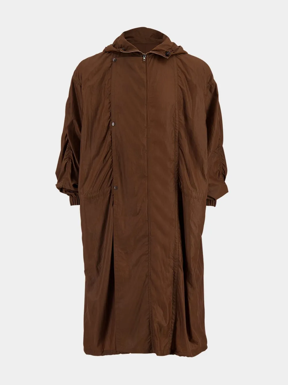 Brown Nylon Oversized Parka