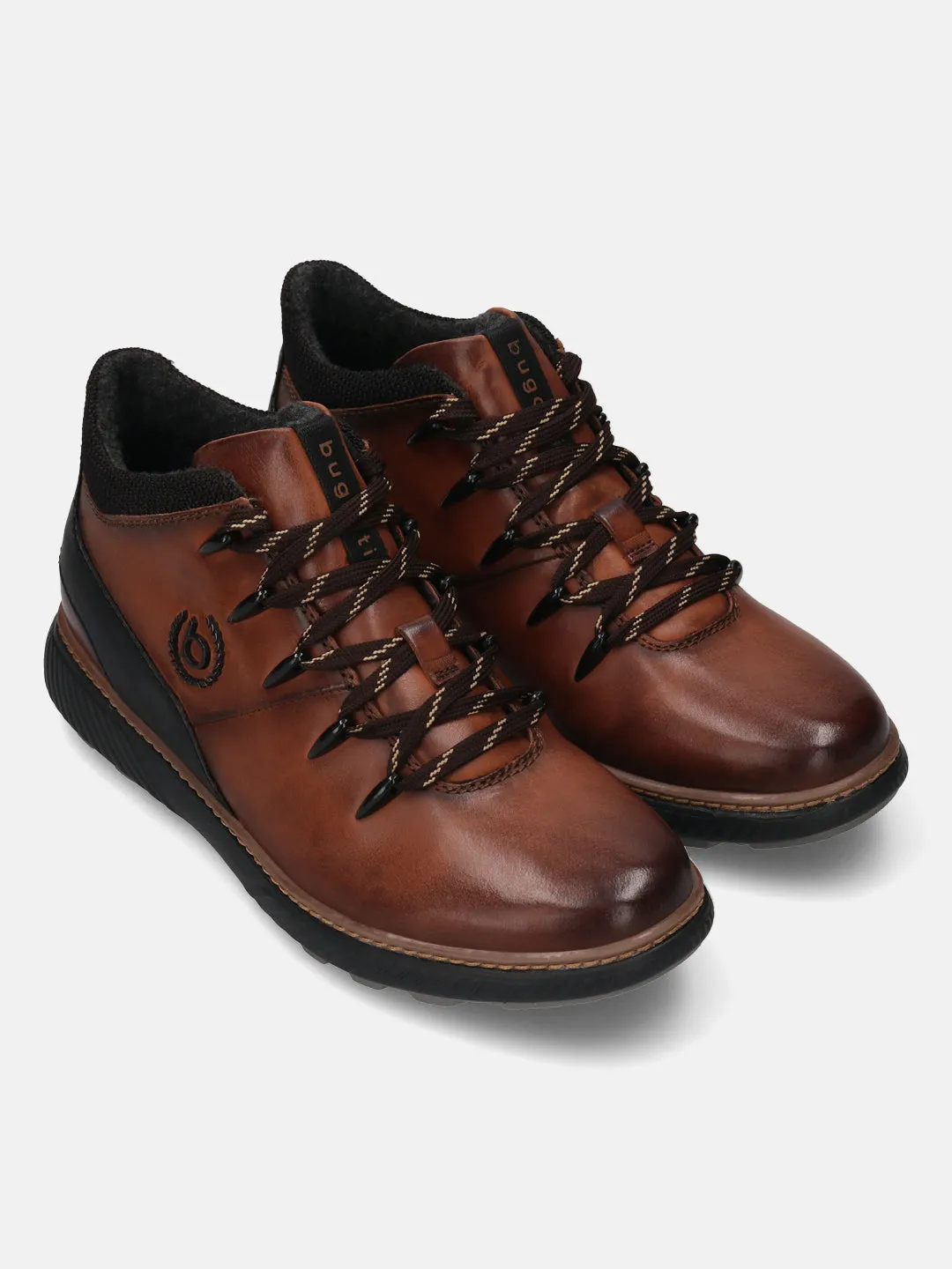 bugatti Mid-Brown Premium Leather Sneakers