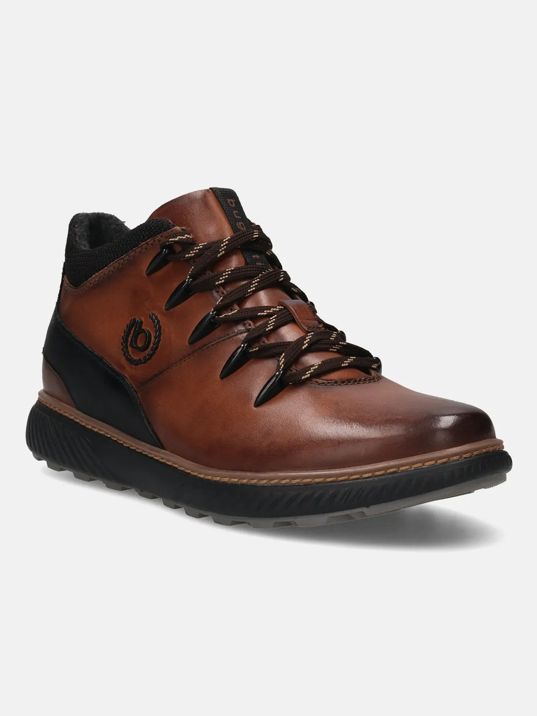 bugatti Mid-Brown Premium Leather Sneakers