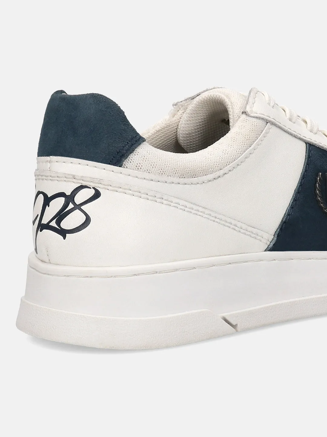 bugatti Offwhite & Dark Blue Premium Leather Sneakers