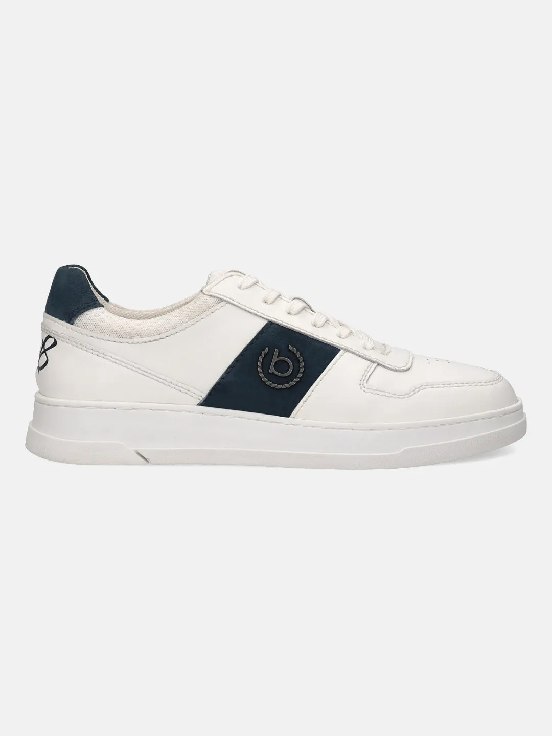 bugatti Offwhite & Dark Blue Premium Leather Sneakers