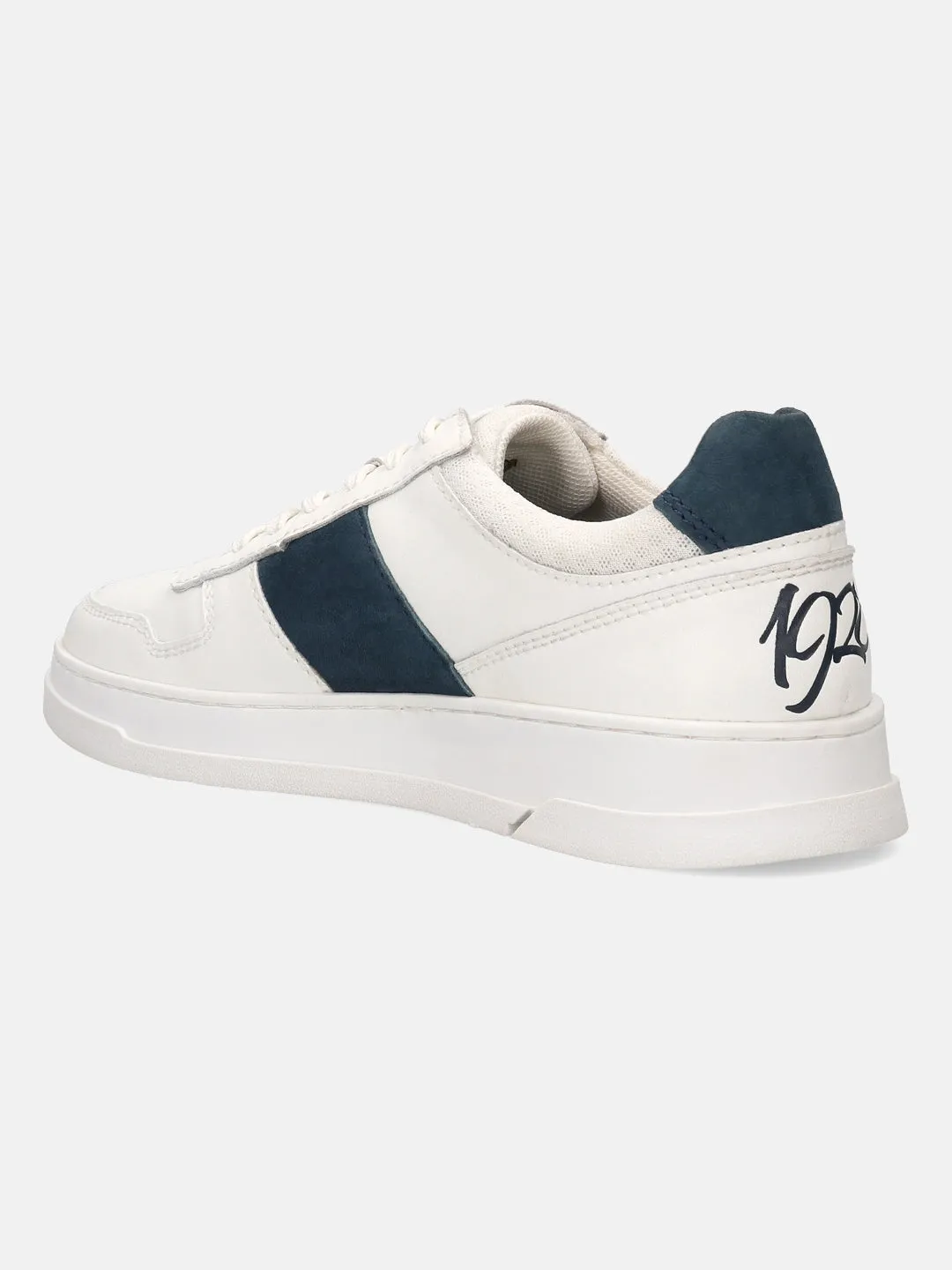 bugatti Offwhite & Dark Blue Premium Leather Sneakers