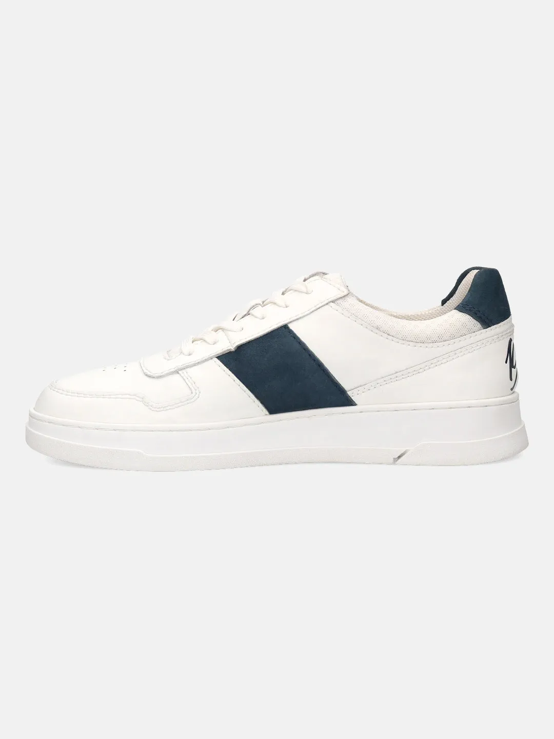 bugatti Offwhite & Dark Blue Premium Leather Sneakers