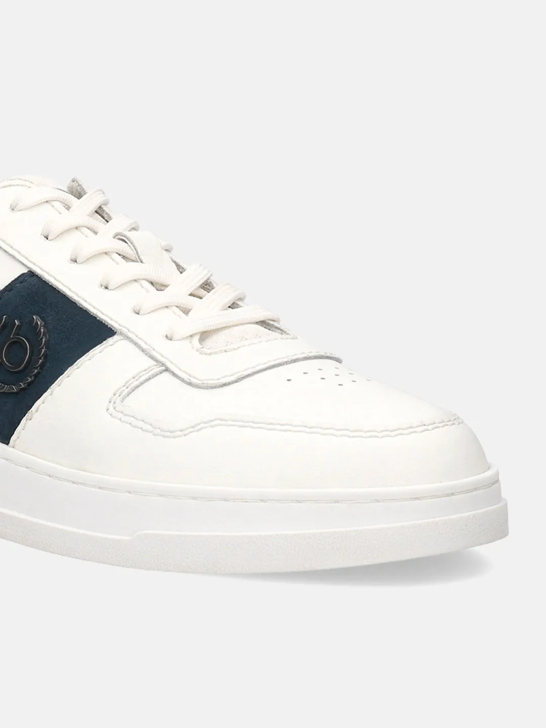 bugatti Offwhite & Dark Blue Premium Leather Sneakers