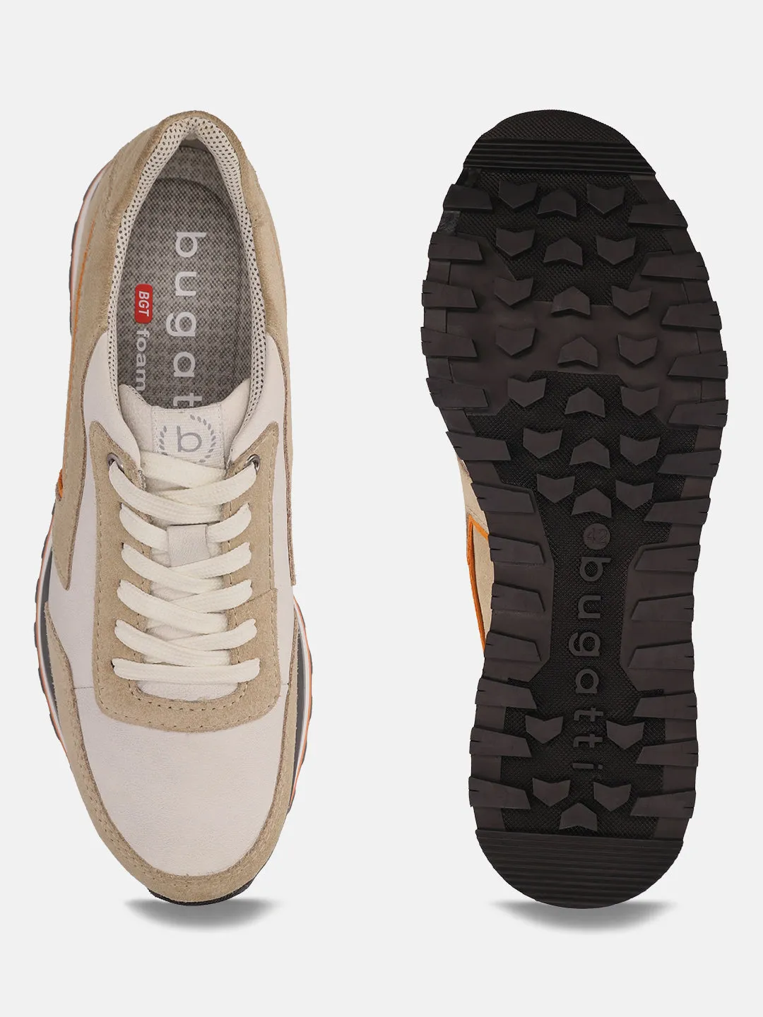 bugatti Sand & Offwhite Suede Sneakers