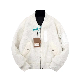 Burberry 23ss double-sided logo pattern polar fleece jacket white 12.5