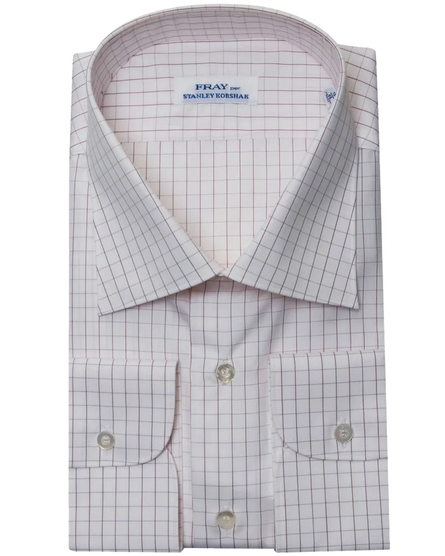 Burgundy and White Large Graph Check Dress Shirt