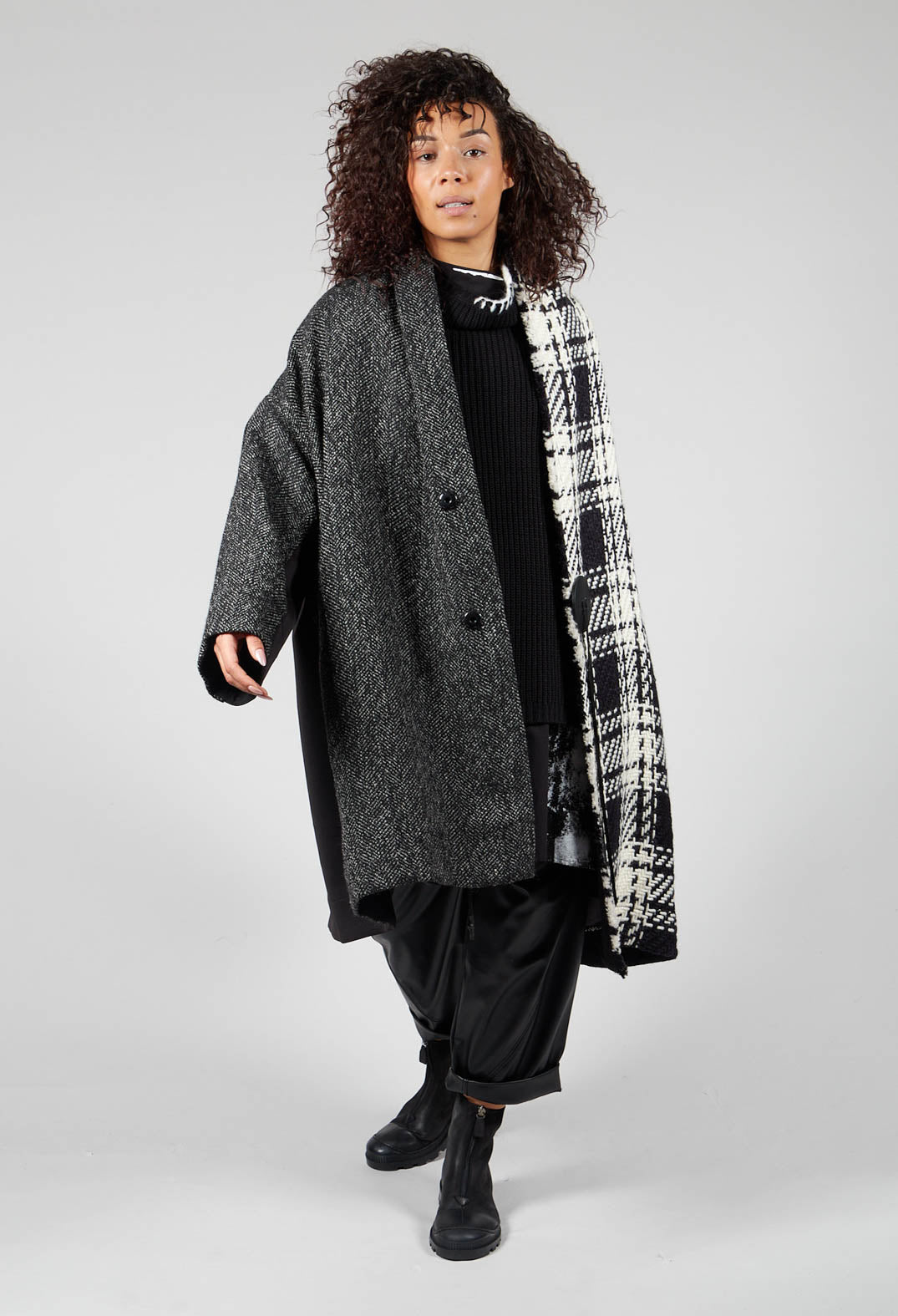 Button Feature Coat in Black