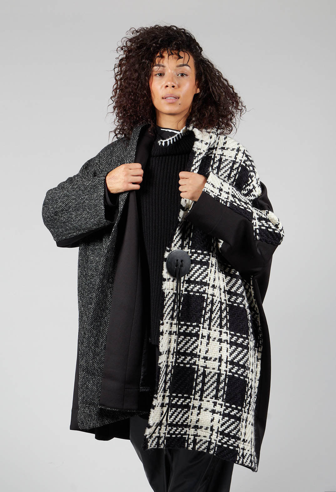 Button Feature Coat in Black