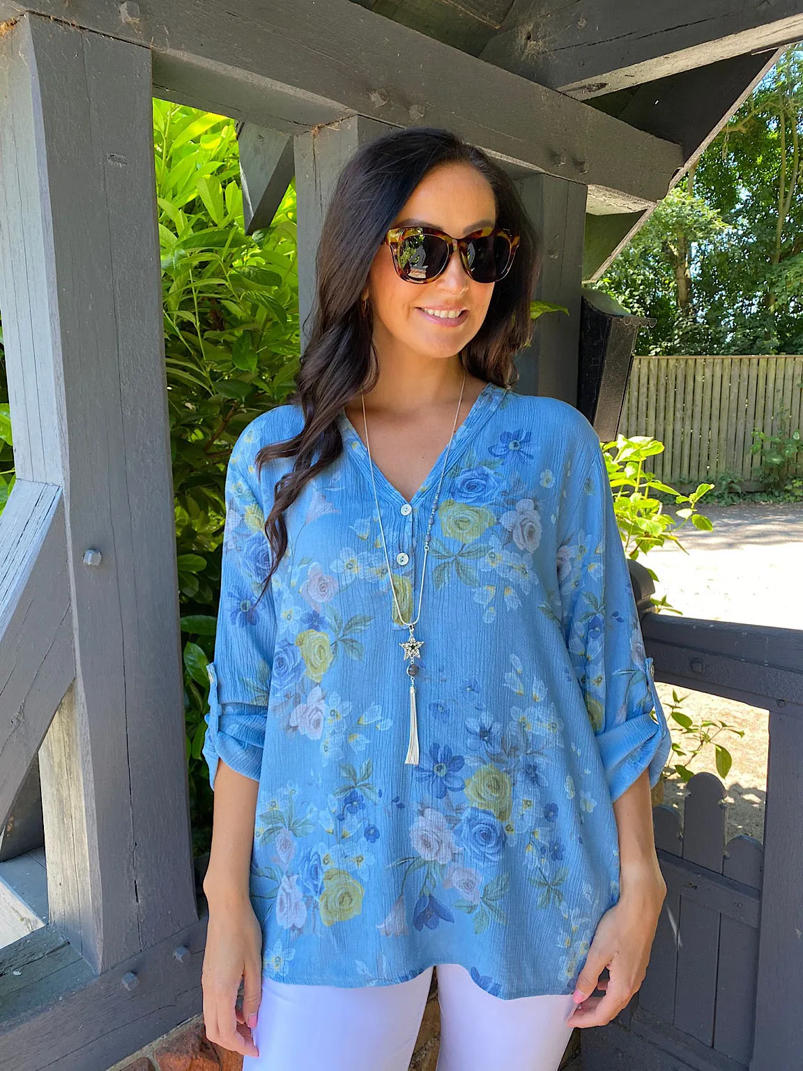 Button Floral Top Leah