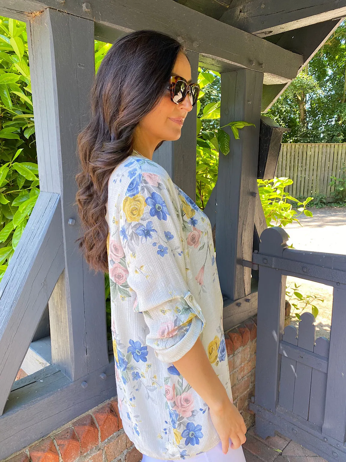 Button Floral Top Leah