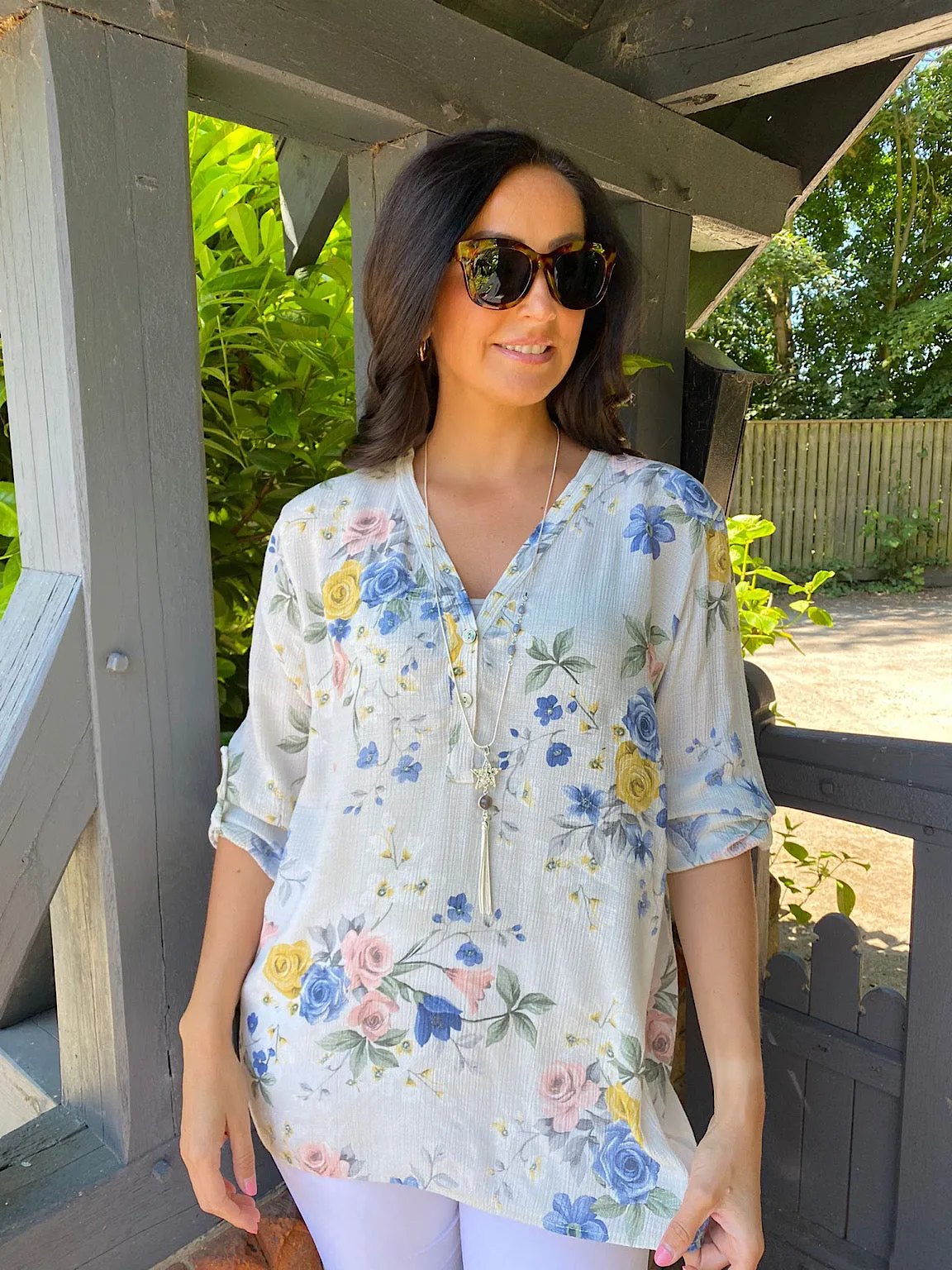 Button Floral Top Leah