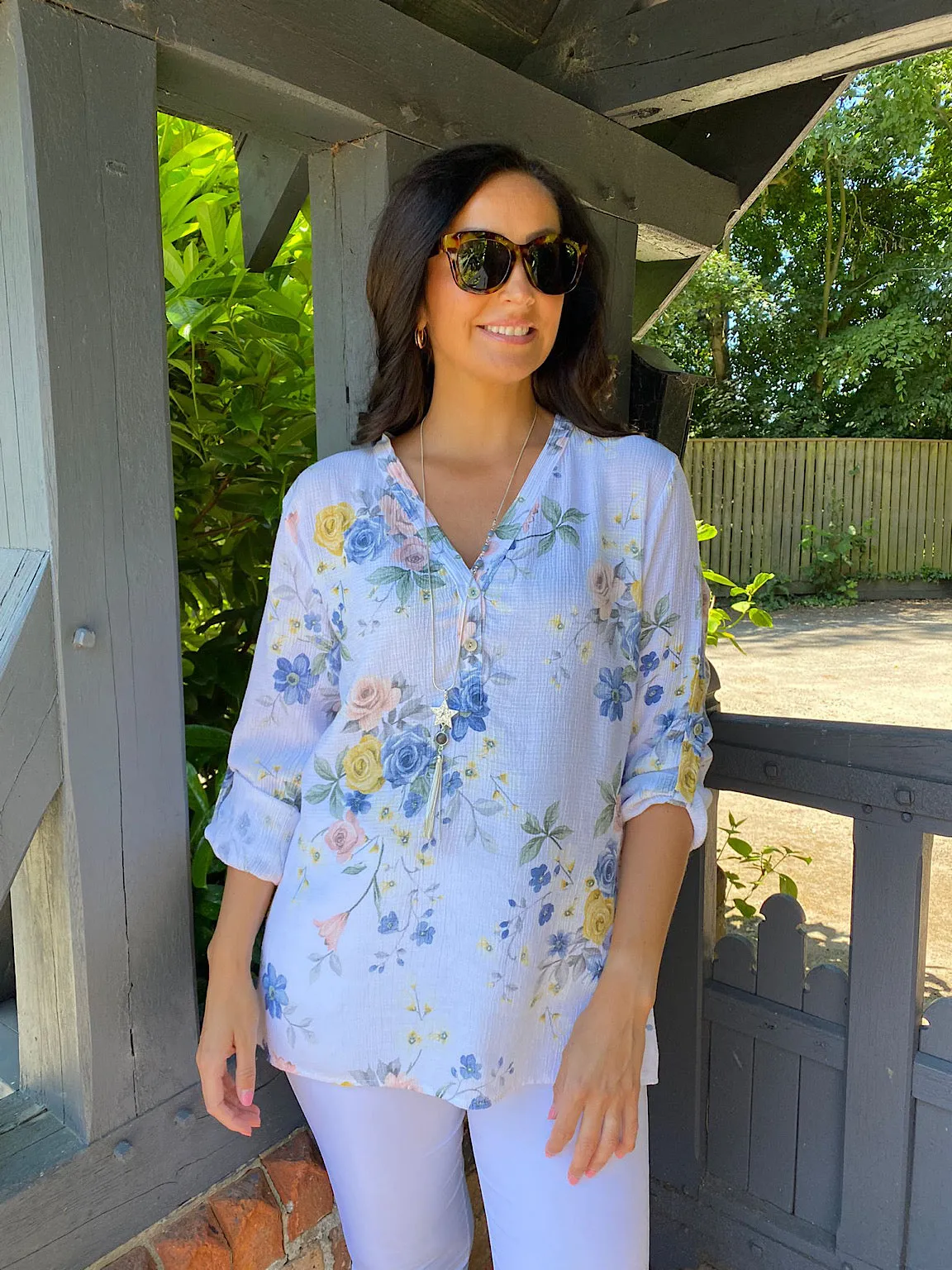 Button Floral Top Leah