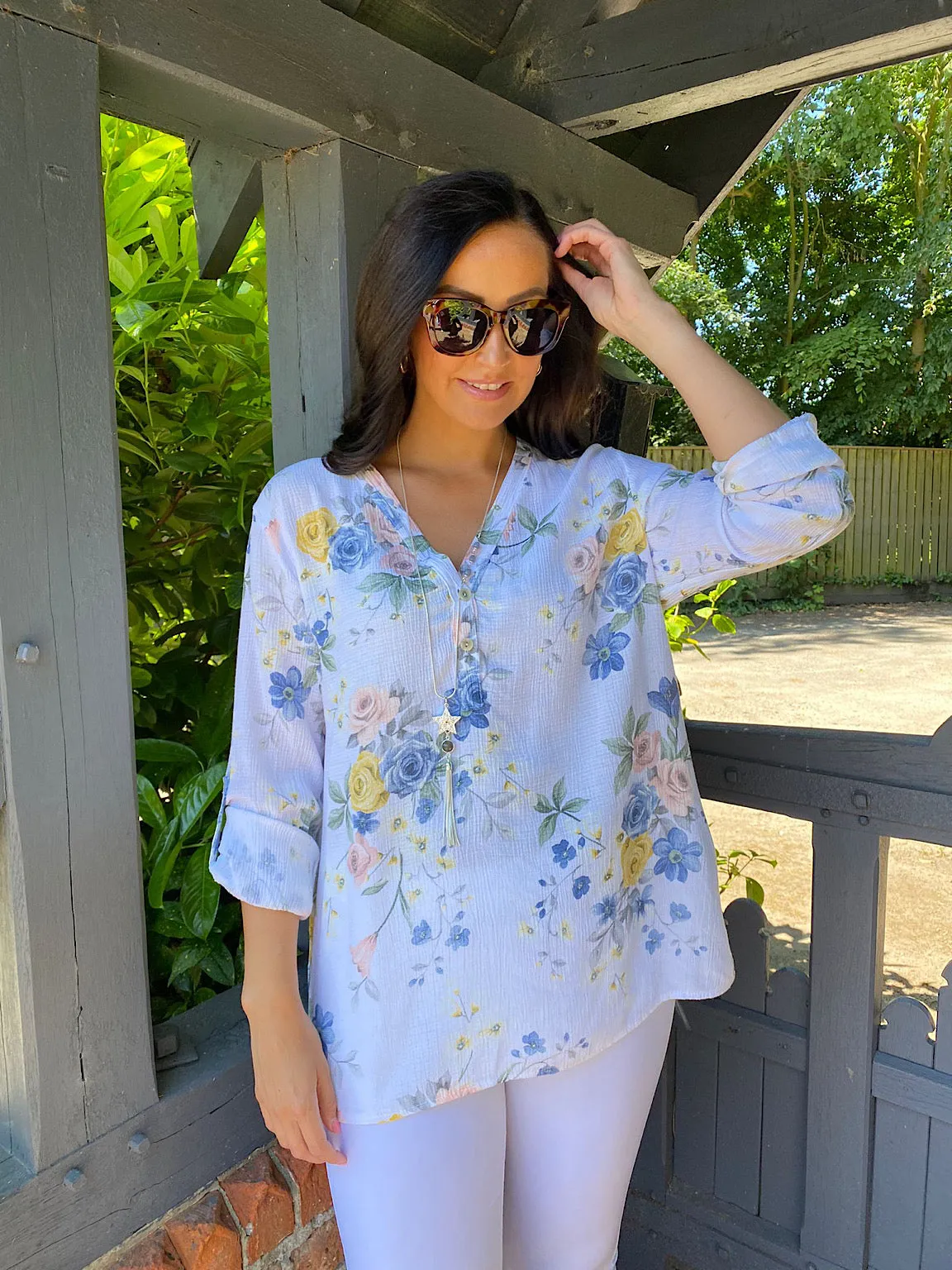 Button Floral Top Leah