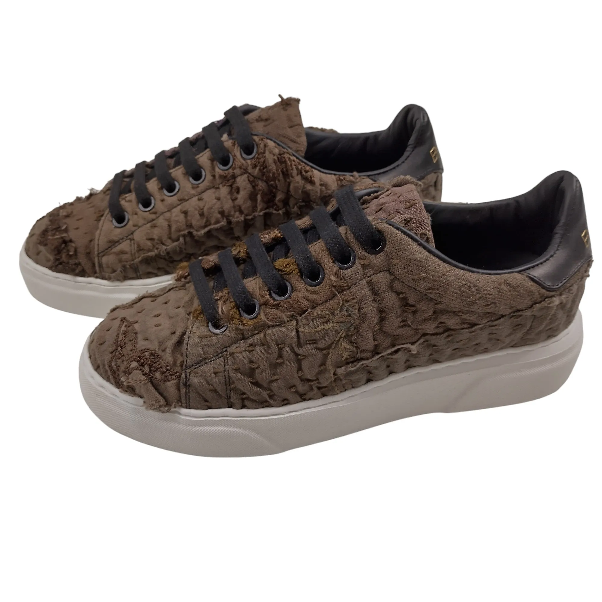 By Walid Brown Re-Patch Embroidery Sneakers