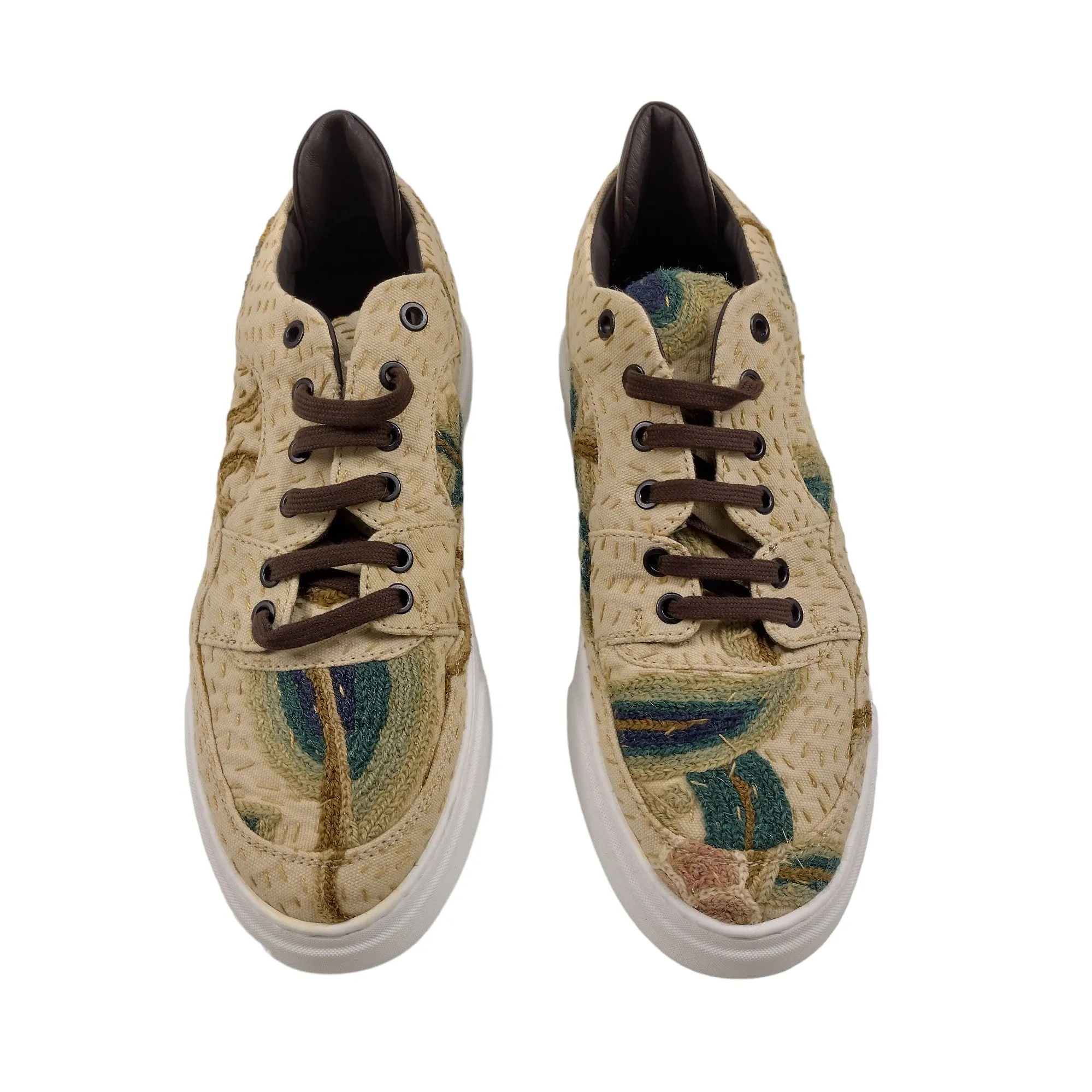 By Walid Cream Embroidered Sneakers