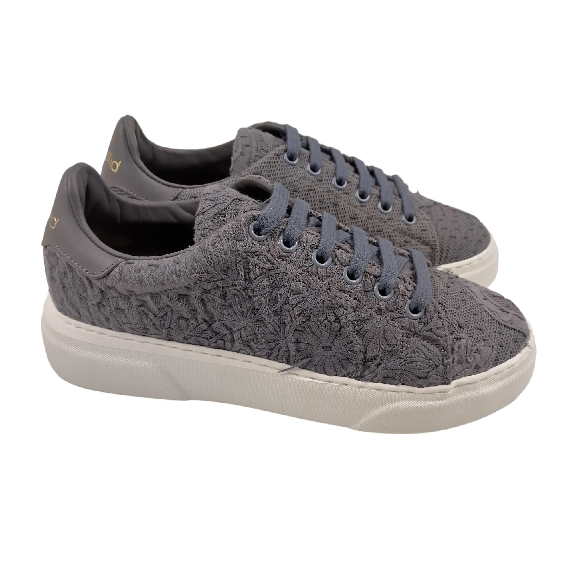 By Walid Grey Lace Sneakers