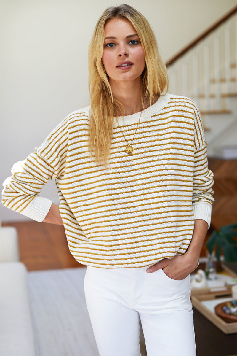 Carolyn Sweater in Marigold Stripe Organic