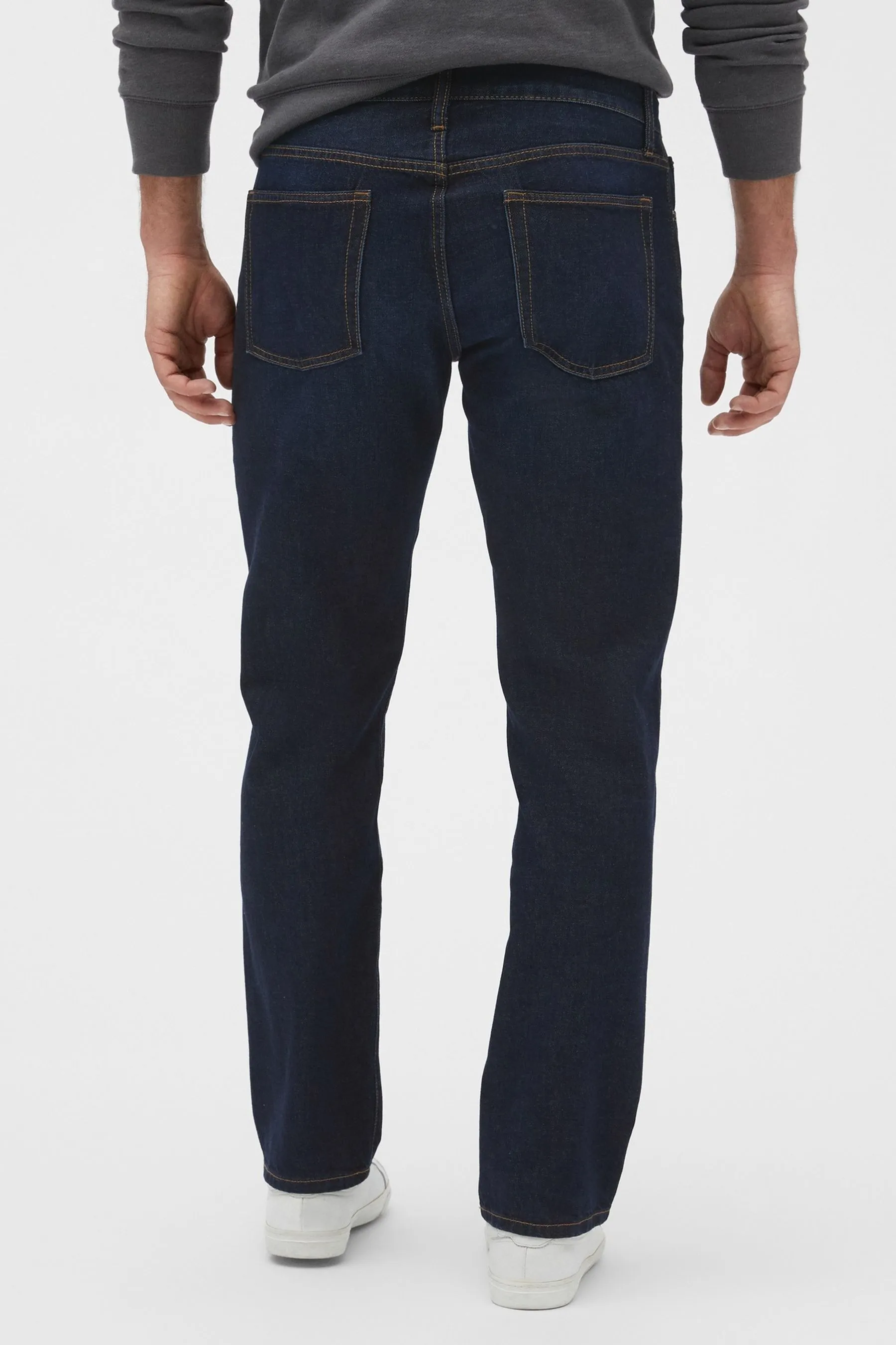 Dark Wash Blue Straight Fit Stretch Jeans