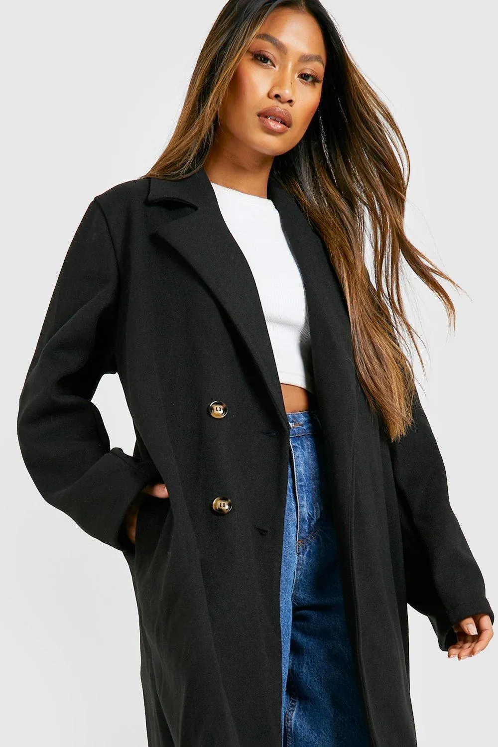 Double Breasted Wool Look Coat