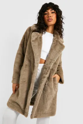 Faux Fur Double Breasted Coat