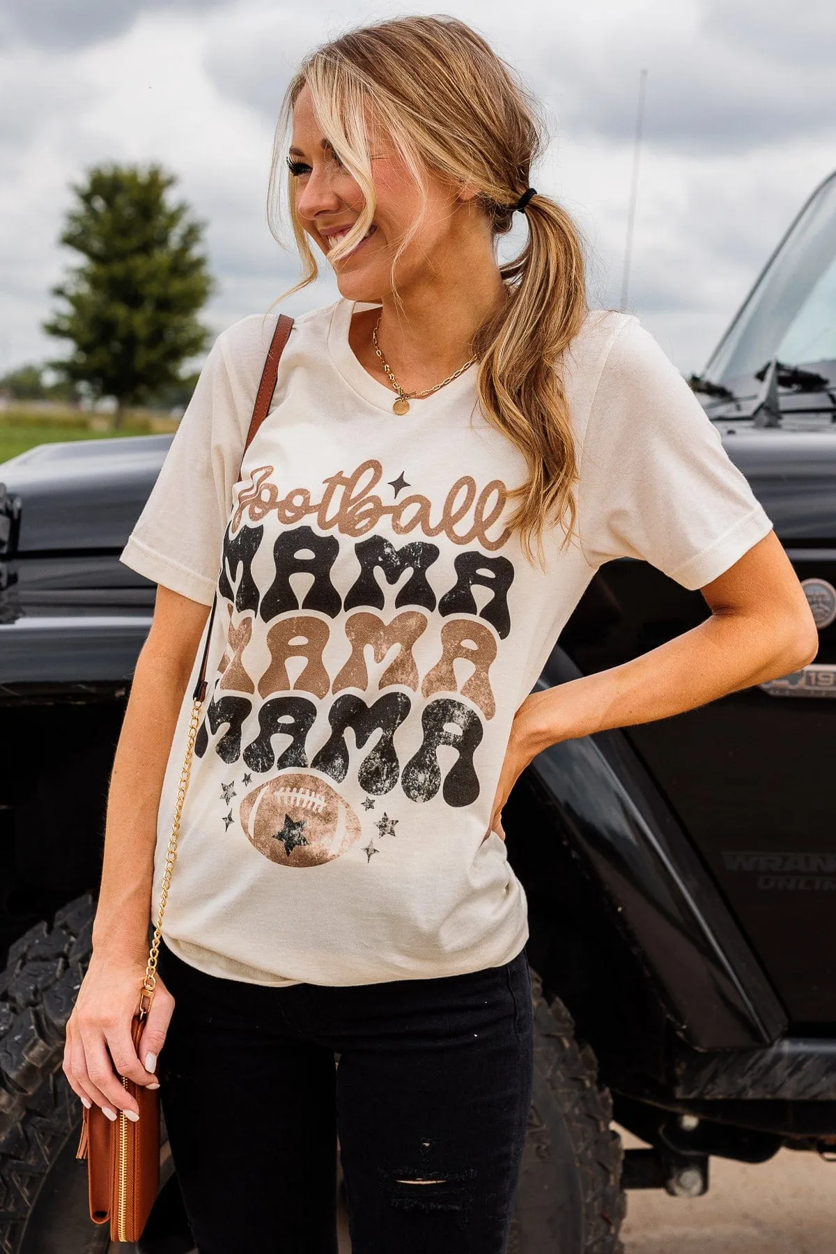 Football Mama Graphic Tee- Cream