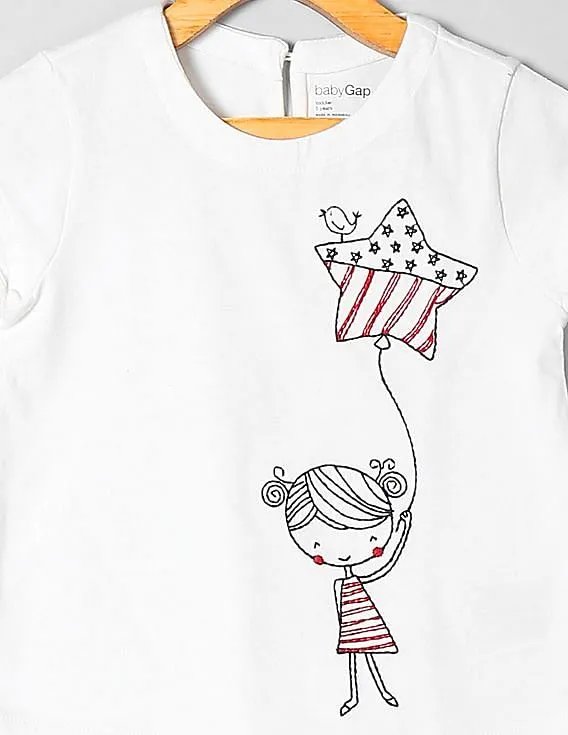 GAP Baby White Embroidered Americana Graphic Tee