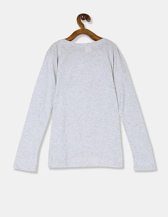 GAP Girls Light Grey Raglan Sleeve Graphic Tee