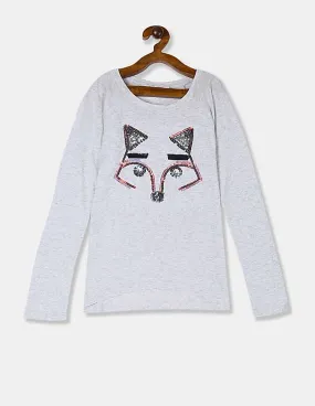 GAP Girls Light Grey Raglan Sleeve Graphic Tee