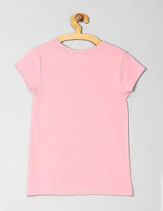 GAP Girls Pink Crew Neck Graphic T-Shirt