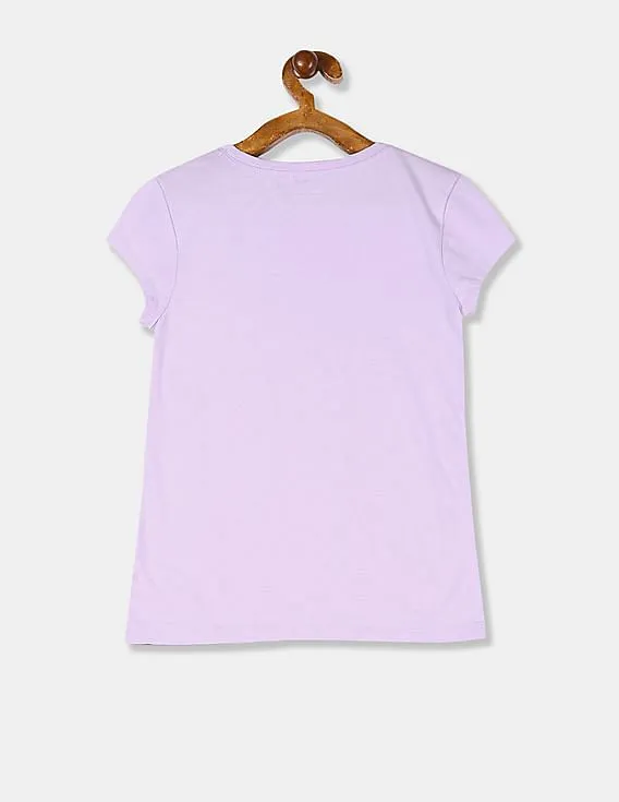 GAP Girls Purple Embellished Graphic Tee